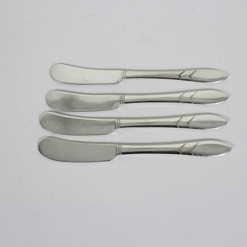 1932 Lady Hamilton Set of 4 Vintage Silver Butter Spreaders Knives Knife, Oneida